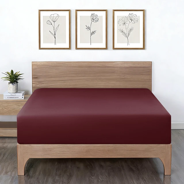 Alt view image 4 of 6 - Mainstays Super Soft Microfiber 2-Pack Fitted Sheets, Grey Stone/Luscious Red Merlot, Full