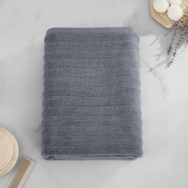 Alt view image 3 of 6 - Mainstays Performance Bath Sheet, Textured Grey, 62 in x 30 in