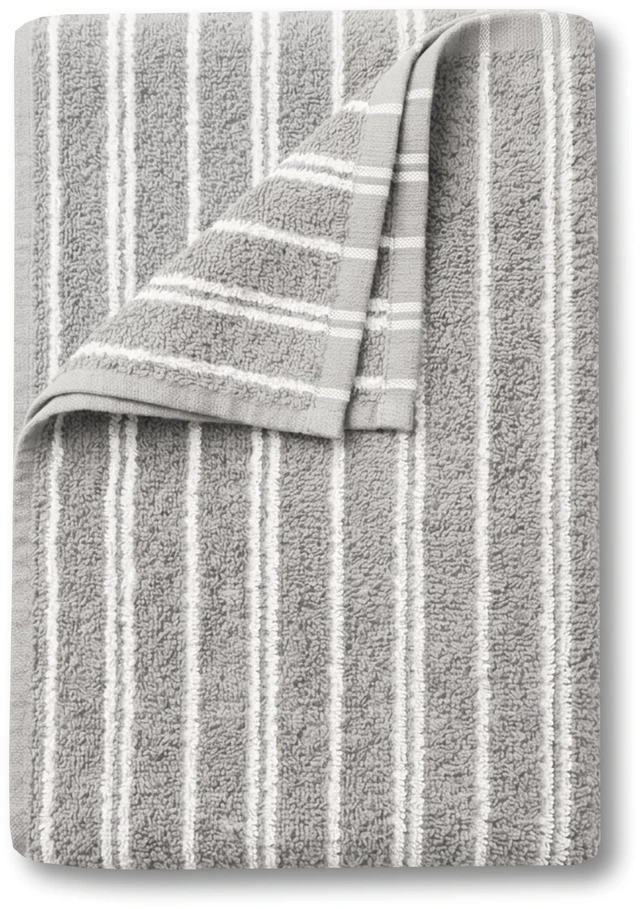 Main image of Mainstays Basic Striped Bath Towel, Soft 100% Cotton and Highly Absorbent Bath Towel, Grey