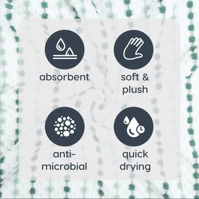 Alt view image 4 of 6 - Mainstays Performance Bath Towel, 100% Cotton, Quick Dry, Fade Resistant, Green Dot Pattern