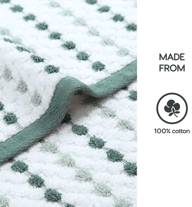Alt view image 5 of 6 - Mainstays Performance Bath Towel, 100% Cotton, Quick Dry, Fade Resistant, Green Dot Pattern
