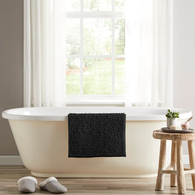 Alt view image 5 of 6 - Mainstays Basic Chenille Noodle Bath Rug, Rich Black, 17 in x 24 in, 1 Piece