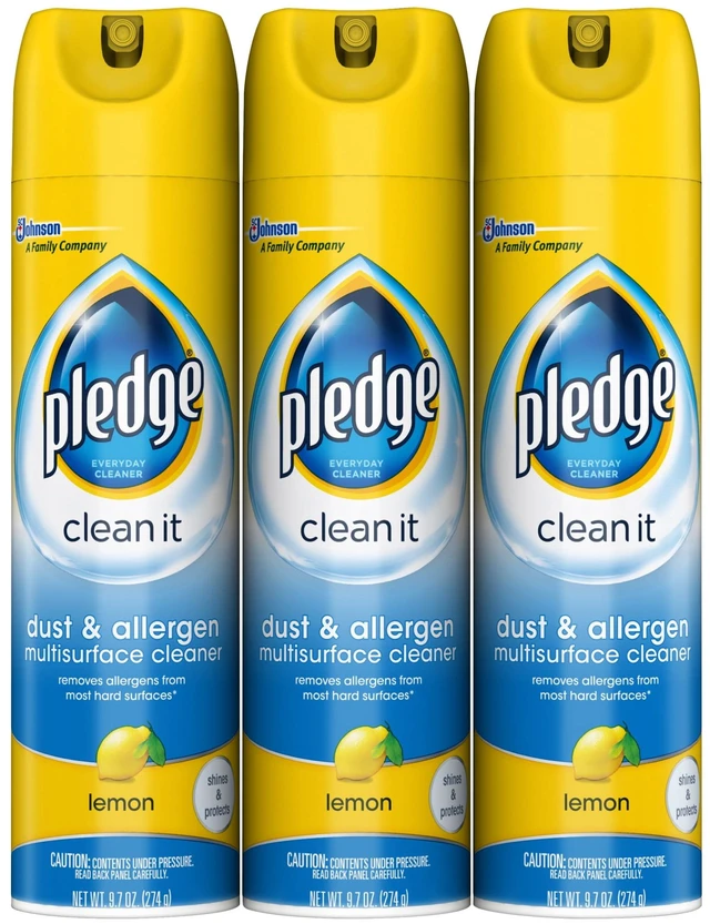 Alt view image 6 of 6 - Pledge Clean It Dust & Allergen Multisurface Cleaner Spray, Lemon Scent, 9.7 oz, 3 Count