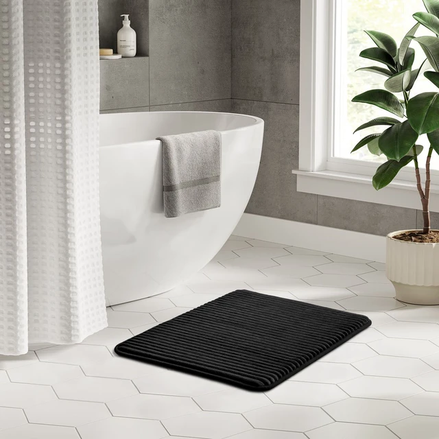 Alt view image 3 of 4 - Mainstays Performance Foam Bath Rug, Black, 17 in x 24 in