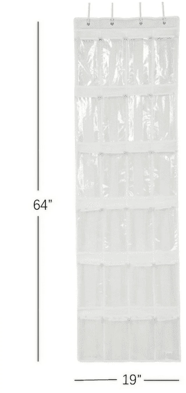 Alt view image 4 of 6 - Mainstays 24 Pocket Over-the-Door Shoe Organizer, Clear Pockets, Non-Woven Polypropylene, White