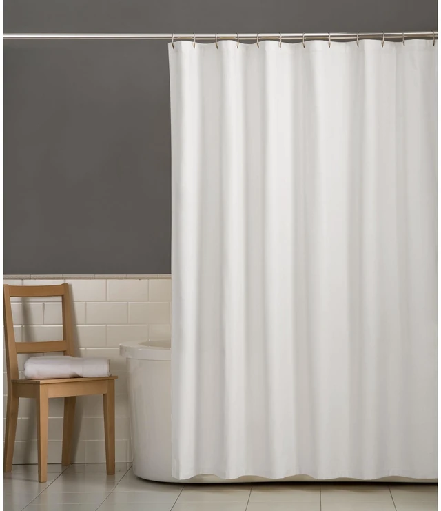 Main image of Mainstays White Water Repellent Fabric Shower Curtain Liner, 70 x 72 in