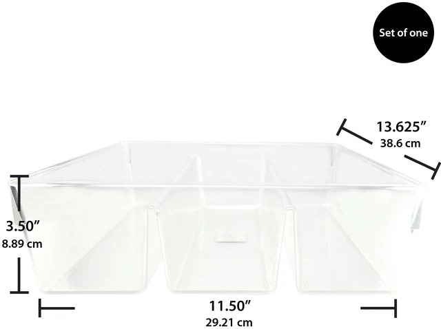 Alt view image 2 of 6 - Mainstays 3-Pack Clear Plastic Drawer Organizer Divided Compartment Set
