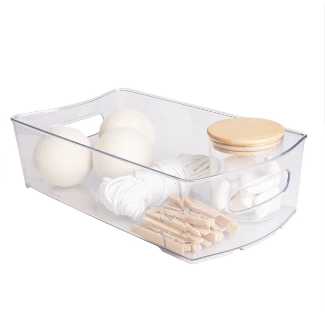 Alt view image 2 of 6 - Mainstays Clear Wide Closet and Laundry Organizer Bin with Dividers
