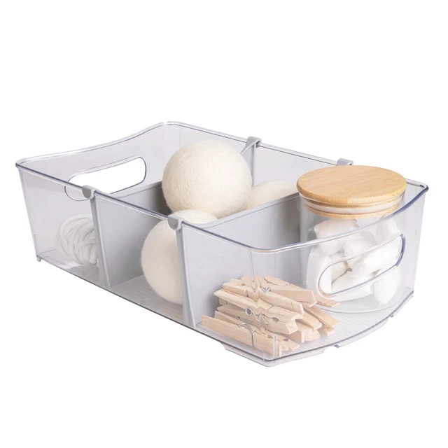 Alt view image 4 of 6 - Mainstays Clear Wide Closet and Laundry Organizer Bin with Dividers