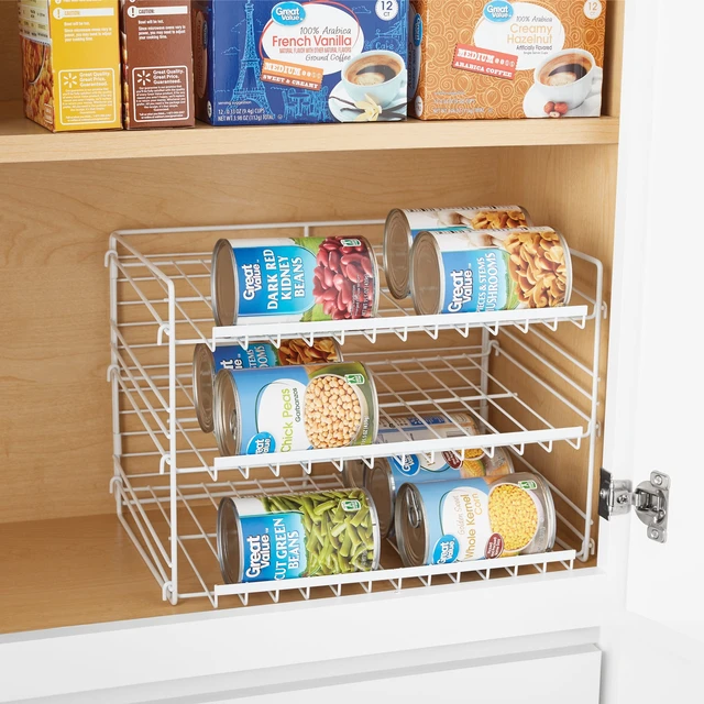 Alt view image 3 of 6 - Mainstays 3-Tier Can Organizer Dispenser Rack, Steel, White