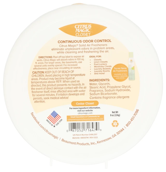 Alt view image 6 of 7 - Citrus Magic Closet Solid Air Freshener, Cedar, 8 Ounce