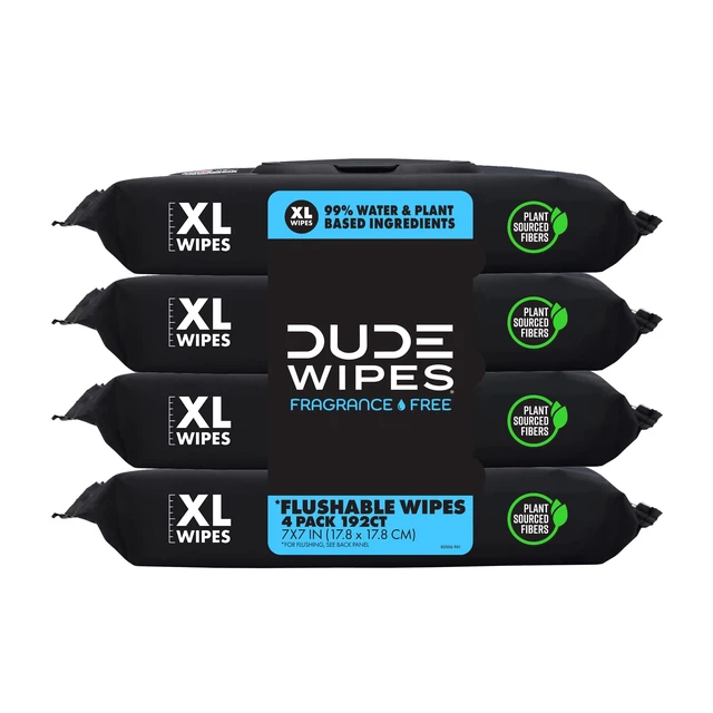 Alt view image 2 of 5 - DUDE Wipes Flushable Wipes, XL Wet Wipes for At Home Use, Unscented, 48 Count, 4 Pack