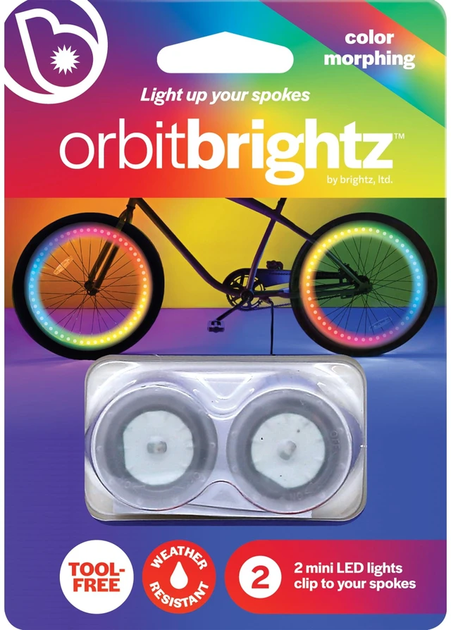 Main image of Brightz Orbit Color Morphing LED Bicycle Spoke Clip Lights, Weather-Resistant, Width 1 in, 2 Count