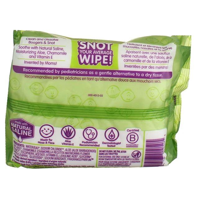 Alt view image 2 of 5 - Boogie Wipes Saline Nose Wipes, Hypoallergenic & Alcohol-Free, Fresh Scent, 45 Count