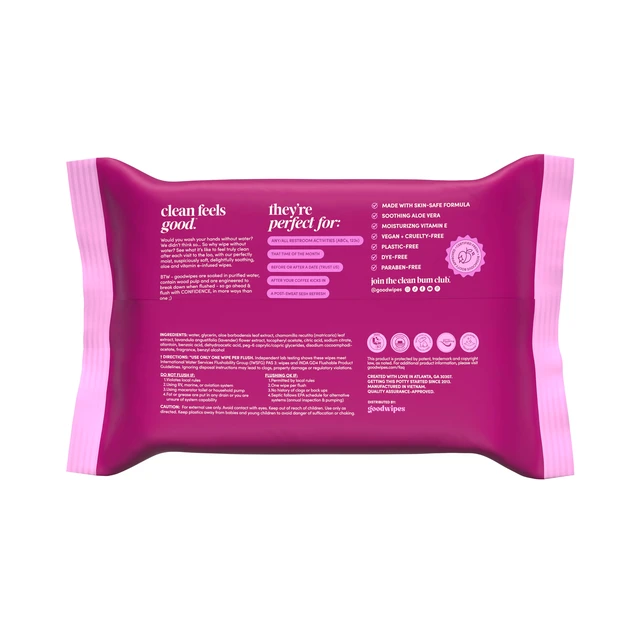 Alt view image 5 of 5 - goodwipes Flushable Butt Wipes, Rosewater Scented, 2 Pack, 100 Total XL Wipes