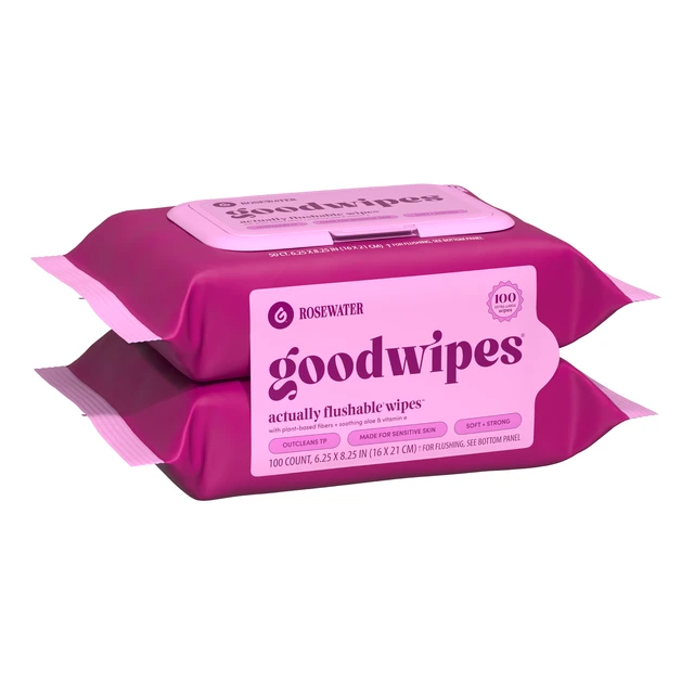 Alt view image 3 of 5 - goodwipes Flushable Butt Wipes, Rosewater Scented, 2 Pack, 100 Total XL Wipes