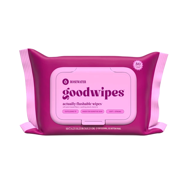 Alt view image 2 of 5 - goodwipes Flushable Butt Wipes, Rosewater Scented, 2 Pack, 100 Total XL Wipes