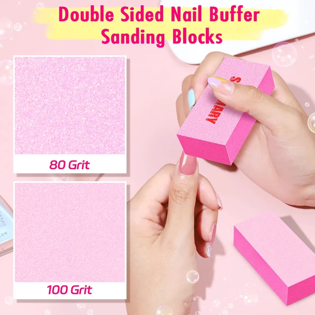 Alt view image 3 of 6 - SALVMARY 100/180 Grit Nail File and 80/100 Grit Nail Buffer Block Set 8 Pcs