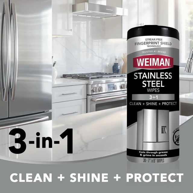 Alt view image 6 of 6 - Weiman Stainless Steel Cleaner & Polisher, 30 Ct Wipes, Kitchen Appliance