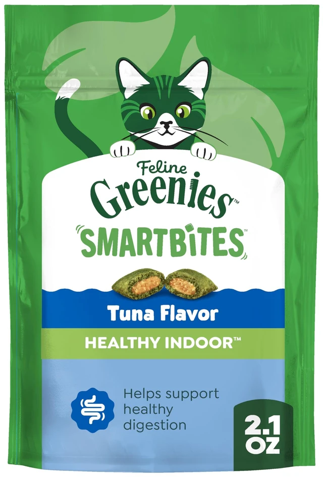 Main image of Greenies Feline Smartbites Healthy Indoor Cat Treats, Tuna, 2.1 oz