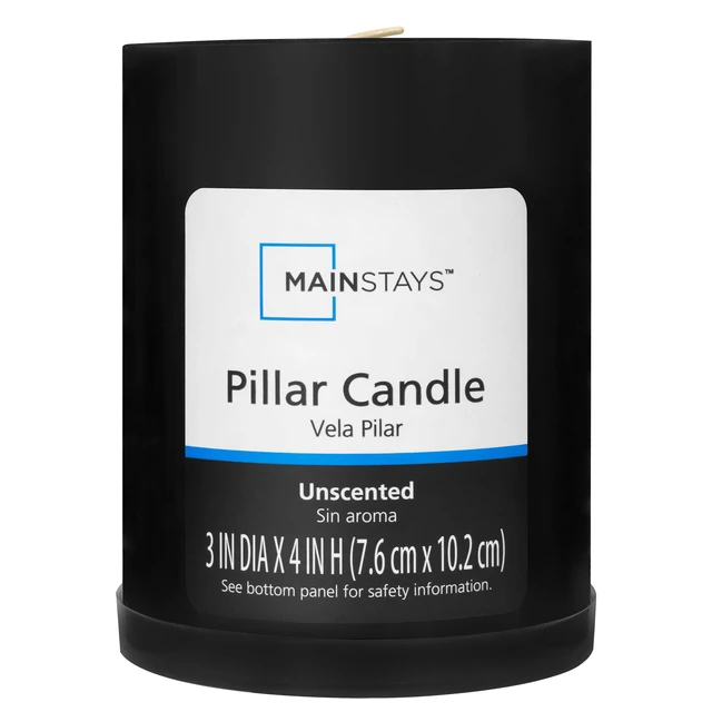 Alt view image 2 of 6 - (2 pack) Mainstays Unscented Decorative Pillar Candle, Black, 3 in x 4 in