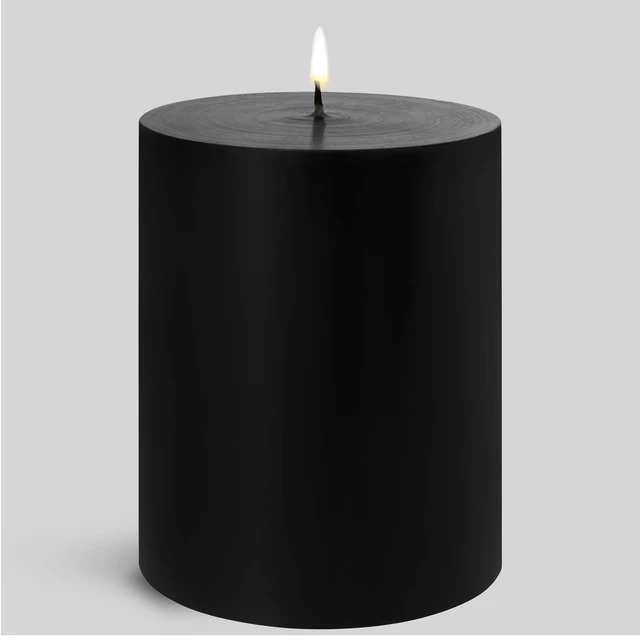 Alt view image 4 of 6 - (2 pack) Mainstays Unscented Decorative Pillar Candle, Black, 3 in x 4 in