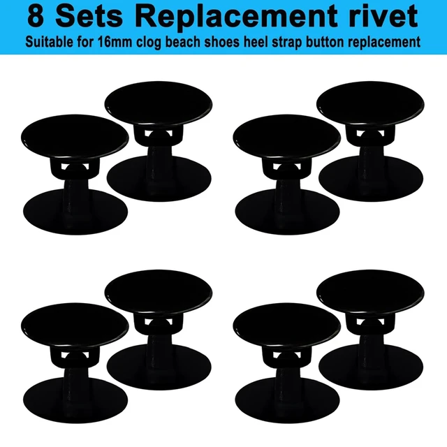 Alt view image 2 of 7 - 8 Sets Replacement Rivets for Beach Shoe Replacement Button Replacement Parts Compatible for Clog Beach Shoe Strap Repair (Black)