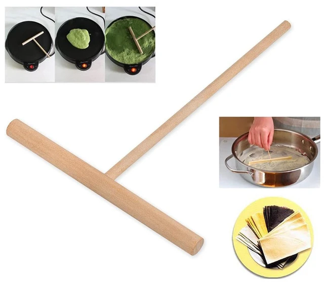 Alt view image 2 of 6 - DS. DISTINCTIVE STYLE Crepe Spreader 2 Pieces 6.1 Inches x 4.7 Inches Natural Wooden T-Shaped Tool for Crepes Wooden Crepe Maker Pancake Maker Tool