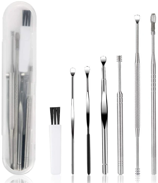 Main image of 7 Pcs Ear Pick Earwax Removal Kit, BetyBedy Ear Cleansing Tool Set, Ear Curette Ear Wax Remover Tool with Cleaning Brush and Storage Box, Sliver