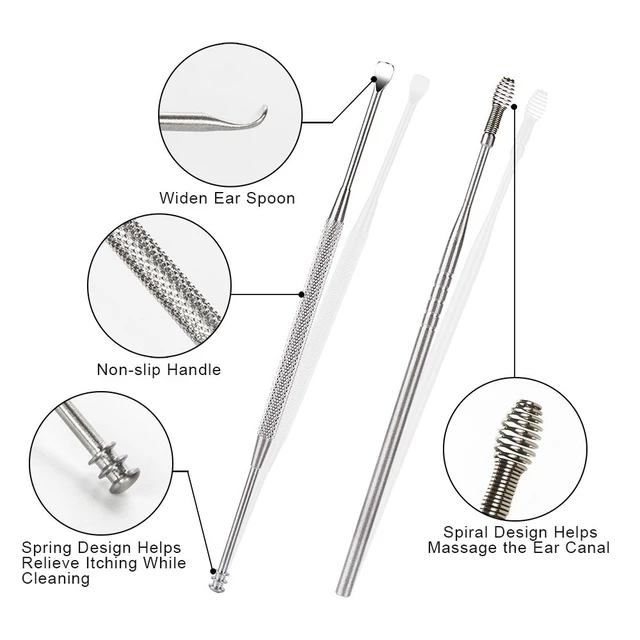 Alt view image 6 of 7 - 7 Pcs Ear Pick Earwax Removal Kit, BetyBedy Ear Cleansing Tool Set, Ear Curette Ear Wax Remover Tool with Cleaning Brush and Storage Box, Sliver