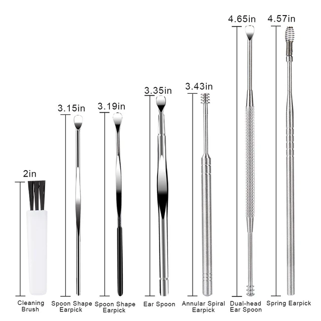 Alt view image 3 of 7 - 7 Pcs Ear Pick Earwax Removal Kit, BetyBedy Ear Cleansing Tool Set, Ear Curette Ear Wax Remover Tool with Cleaning Brush and Storage Box, Sliver
