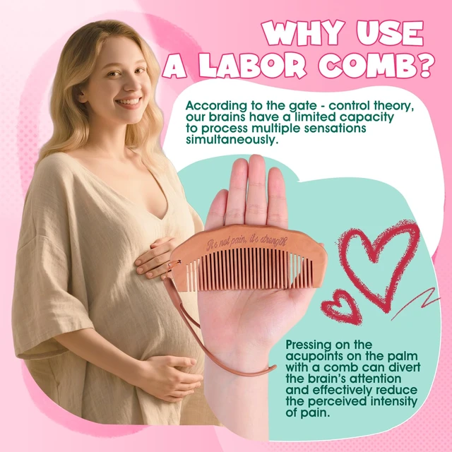 Alt view image 6 of 6 - Wooden Birth Comb, Pregnancy Essentials for labor pain
