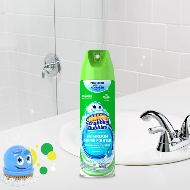 Alt view image 6 of 6 - Scrubbing Bubbles Grime Fighter Disinfectant Bathroom Cleaner Spray, 20oz