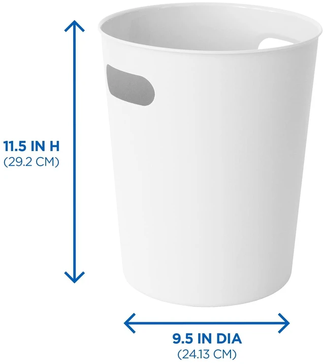Alt view image 3 of 5 - Mainstays Basic Plastic Wastebasket, 2.64 gal, with Cut-Out Handles, White