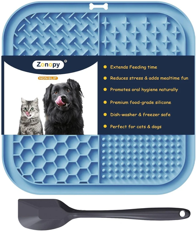 Main image of Licking Mat for Dogs & Cats with Suction Cups, 1 Pack Square Dog Slow Feeder Lick Pat for Anxiety Relief & Boredom, Dog Toys to Keep Them Busy, Pets Bathing Training Grooming Mat