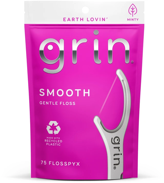 Main image of Grin Oral Care Smooth Dental Floss Picks Gentle Floss Tape 75 ct (75 Picks)