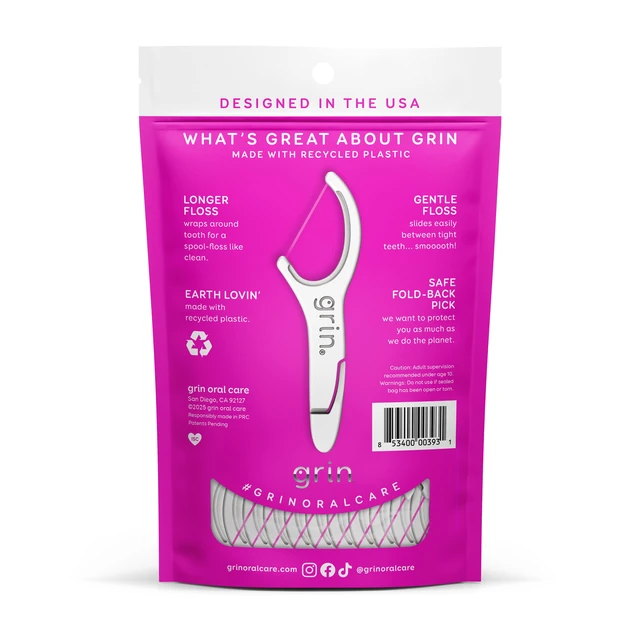 Alt view image 3 of 6 - Grin Oral Care Smooth Dental Floss Picks Gentle Floss Tape 75 ct (75 Picks)