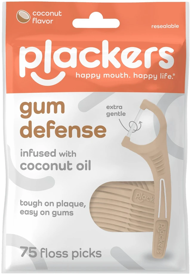Main image of Plackers® Gum Defense Floss Picks with Coconut Oil, Refreshing Coconut Flavor, Gentle, 75 Count