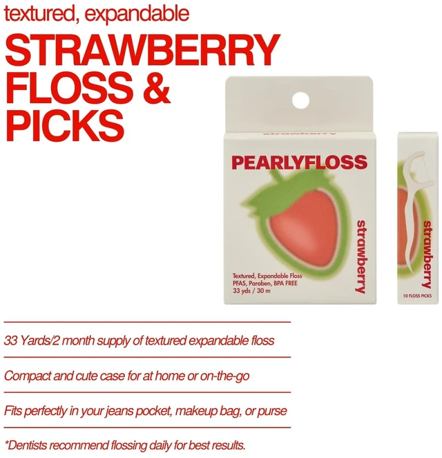 Alt view image 5 of 6 - PearlyFloss Strawberry Dental Floss and Picks Kit