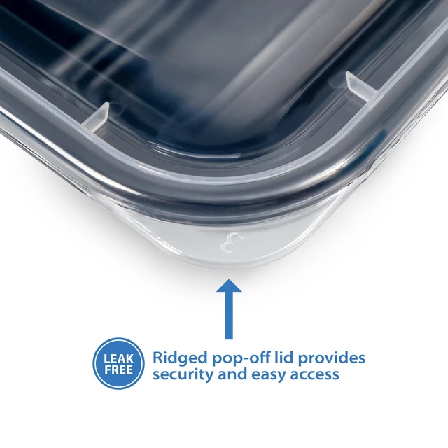 Alt view image 4 of 6 - Mainstays 10-Piece 3-Compartment Meal Prep Container Set, 5 Containers + 5 Lids, BPA-Free, Leak-Resistant