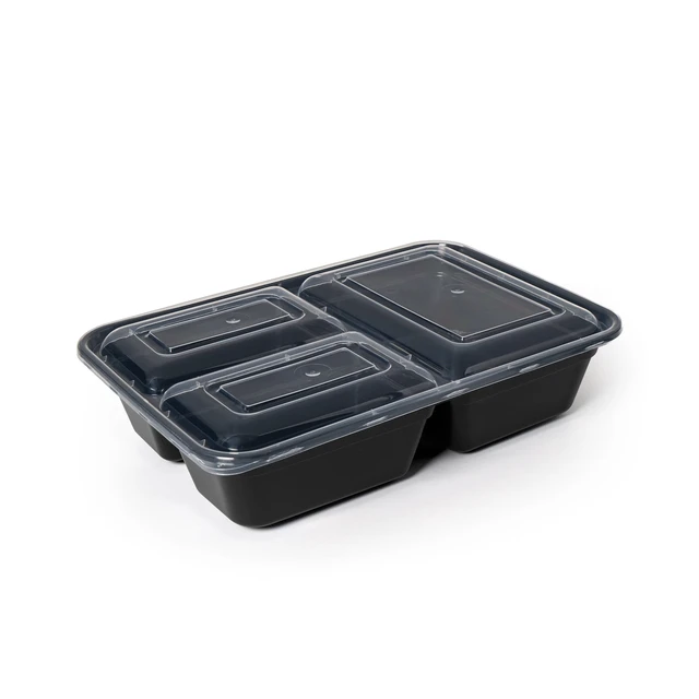 Alt view image 3 of 6 - Mainstays 10-Piece 3-Compartment Meal Prep Container Set, 5 Containers + 5 Lids, BPA-Free, Leak-Resistant