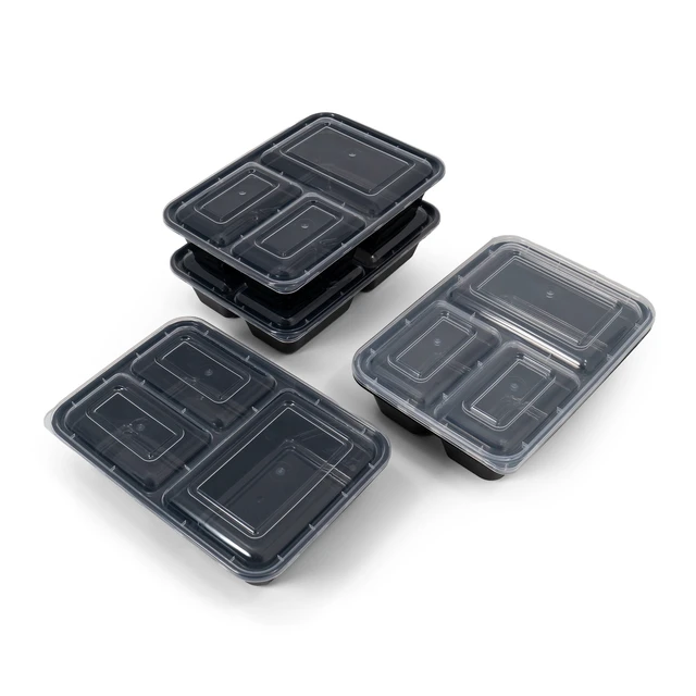 Alt view image 5 of 6 - Mainstays 10-Piece 3-Compartment Meal Prep Container Set, 5 Containers + 5 Lids, BPA-Free, Leak-Resistant