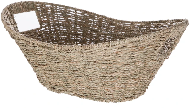 Main image of Mainstays Oval Natural Seagrass Storage Basket with Cut-Out Handles