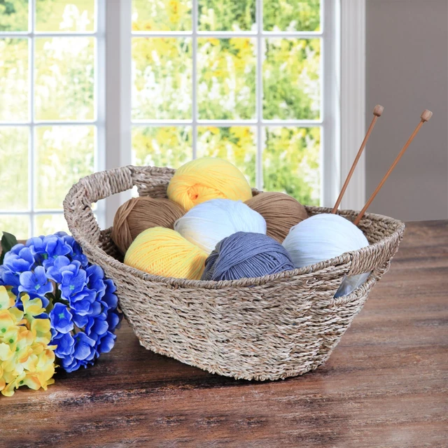 Alt view image 5 of 6 - Mainstays Oval Natural Seagrass Storage Basket with Cut-Out Handles