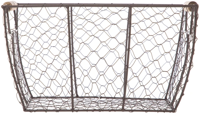 Alt view image 6 of 6 - Mainstays Decorative Chicken Wire Basket with Wood Handles, Brown, 12.2 in x 8 in x 7.28 in