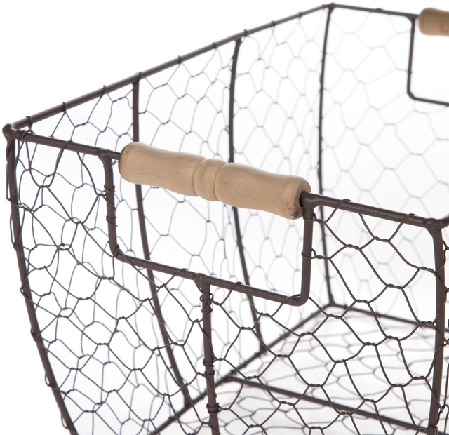 Alt view image 5 of 6 - Mainstays Decorative Chicken Wire Basket with Wood Handles, Brown, 12.2 in x 8 in x 7.28 in