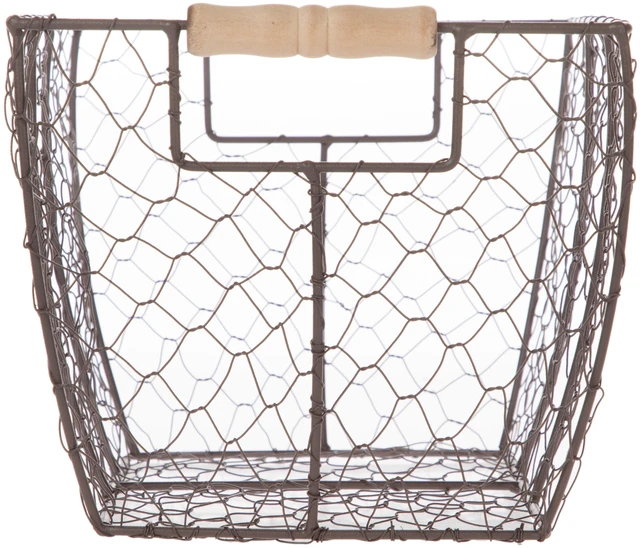 Alt view image 3 of 6 - Mainstays Decorative Chicken Wire Basket with Wood Handles, Brown, 12.2 in x 8 in x 7.28 in