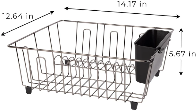 Alt view image 6 of 6 - Mainstays Small Dish Drainer Rack - Chrome/Black