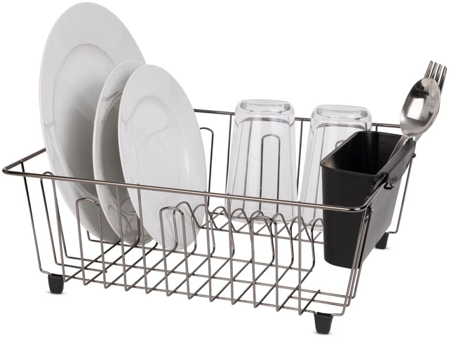 Alt view image 3 of 6 - Mainstays Small Dish Drainer Rack - Chrome/Black