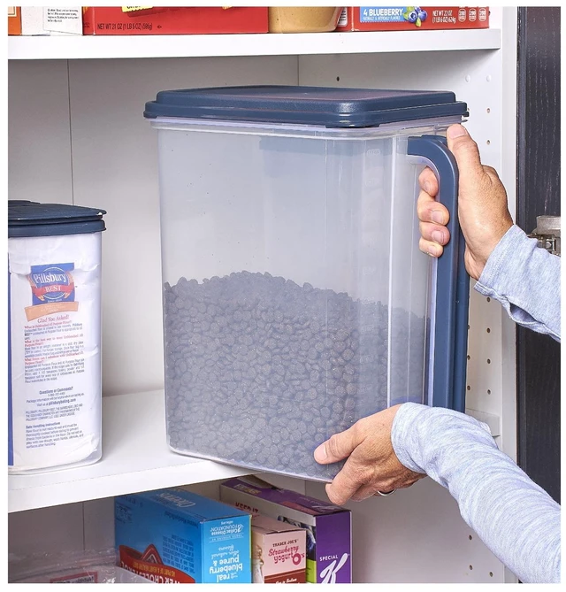 Alt view image 6 of 6 - Mainstays Plastic Food Storage Canister with Lid, Handle and Pour Spout, 46 Cups, Clear/Gray, 11.55 in x 7.8 in x 13.25 in